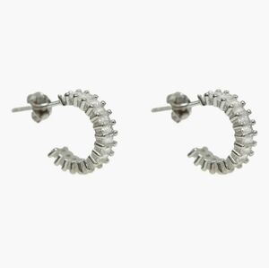 ARGENTO VIVO Baguette Cubic Zirconia Sterling Silver Huggie Hoop Earrings-NWT